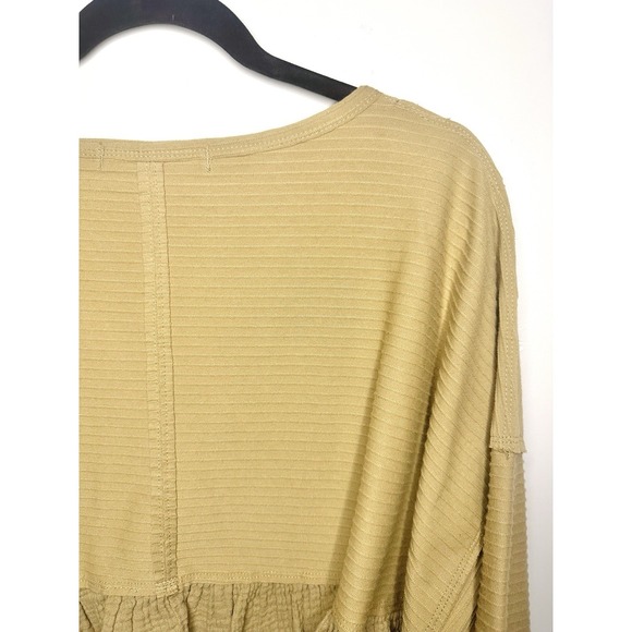 Free People Dallas Henley Top Native Land Size XS Oversized Mixed Media Ruffle - Picture 9 of 15